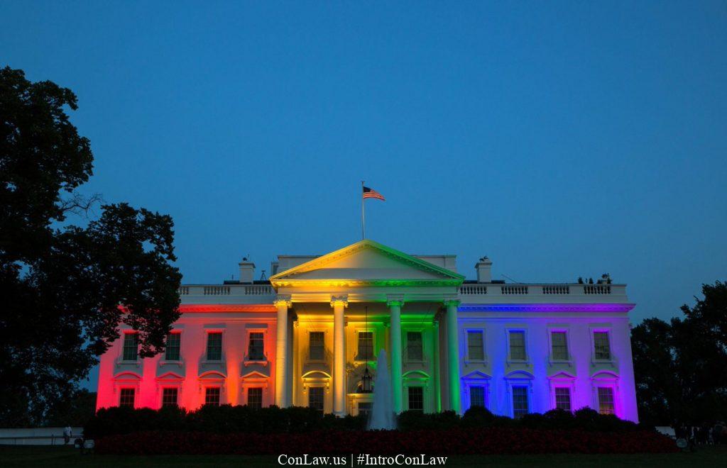 The White House lights up in rainbow colors after the Supreme Court decides Obergefell v. Hodges